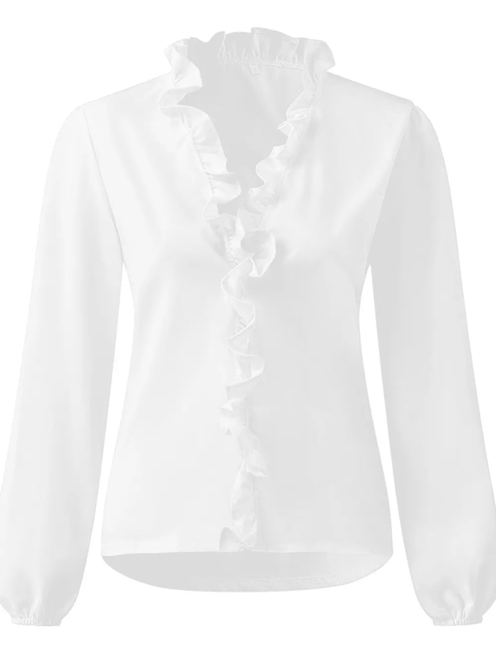 Ruffled V-neck Long Sleeve Blouse (14)