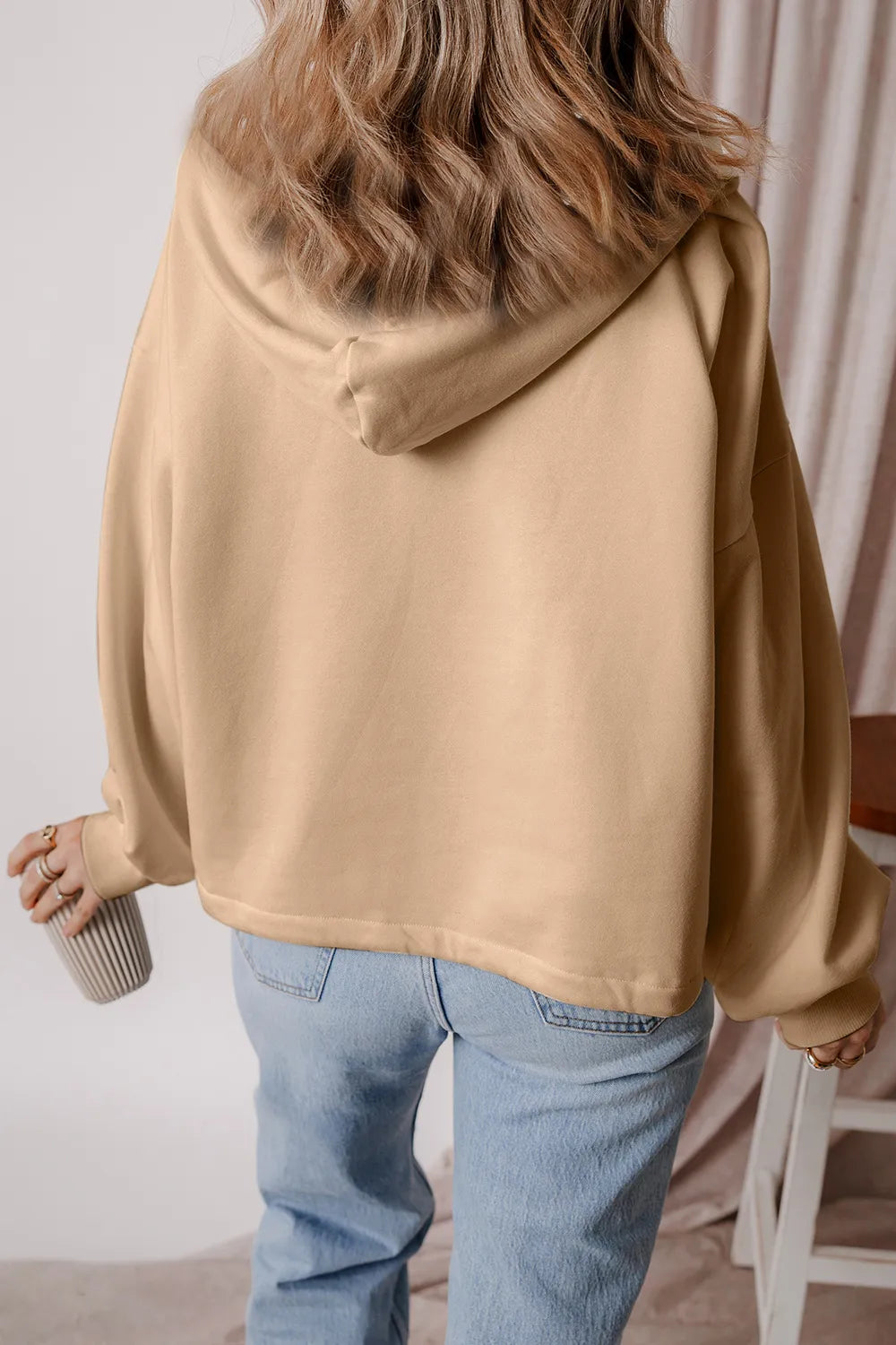 Pocketed Half Zip Dropped Shoulder Hoodie (24)