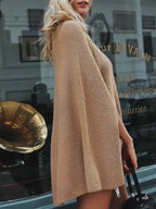 Turtleneck Knitted Cape Sweater (2)