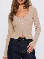 Ribbed Knit Button-down Cardigan (8)