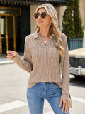 Ribbed Johnny Collar Long Sleeve T-shirt