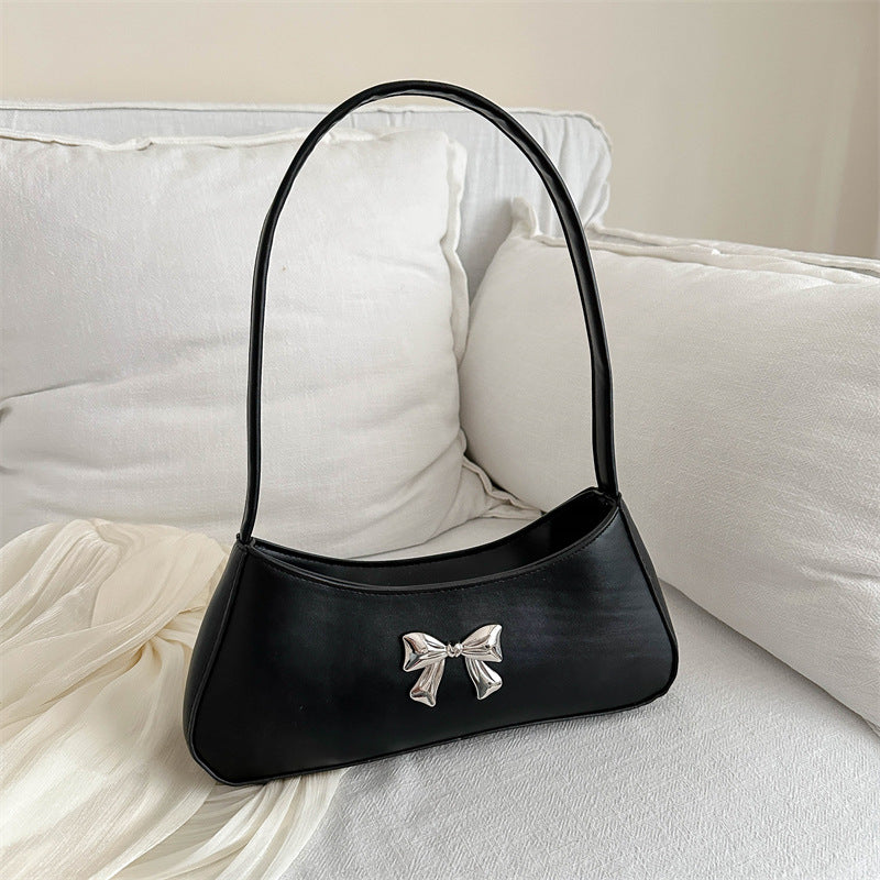 Texture Minimalist Underarm Elegant Bow Shoulder Bag photo 3