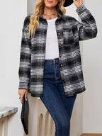 Plaid Button Up Long Sleeve Shacket (14)