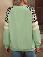 Leopard Round Neck Raglan Sleeve Sweatshirt (5)
