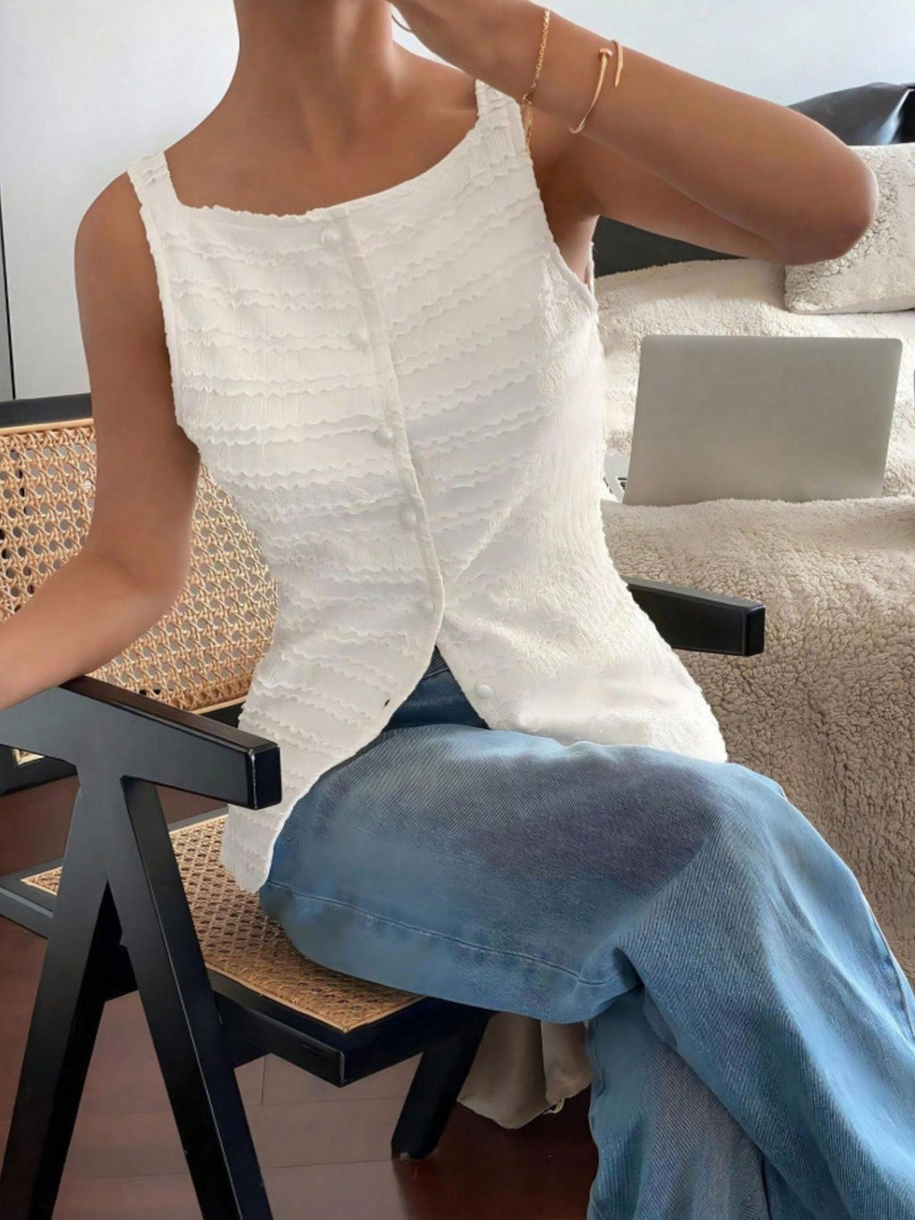 Textured Button-front Tank (10)