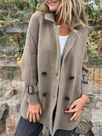Full Size Texture Knit Longline Coat Plus