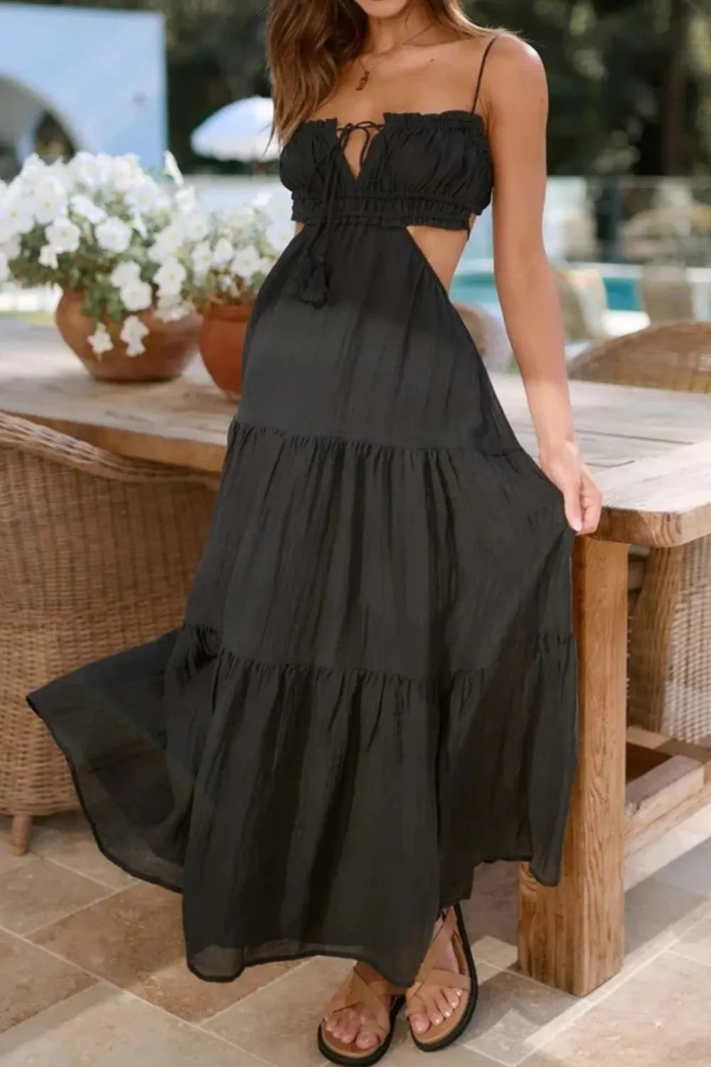 Cutout Square Neck Midi Cami Dress (13)