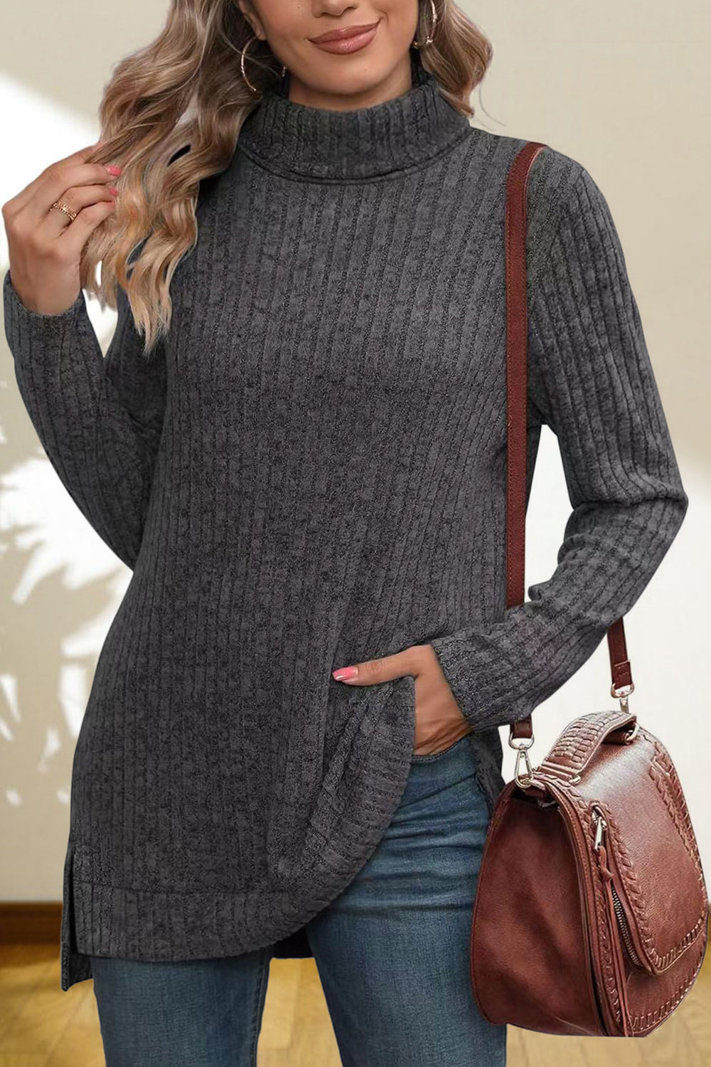 Turtleneck High Low Top (21)