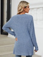 Pocketed Open Front Long Sleeve Cardigan (2)