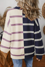 Striped Round Neck Long Sleeve Knit Top (15)