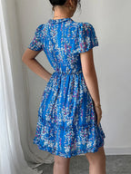 Floral Wrap Dress Flutter Sleeves (5)