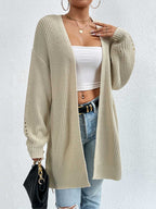 Open Front Dropped Shoulder Slit Cardigan (5)