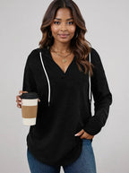 Full Size Drawstring Long Sleeve Hoodie Plus (2)