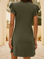 V-neck Ruffle Sleeve Mini Dress (20)