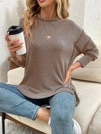 Side Slit Round Neck Sweatshirt (16)
