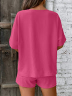 V-neck Half Sleeve Top Shorts Set (20)