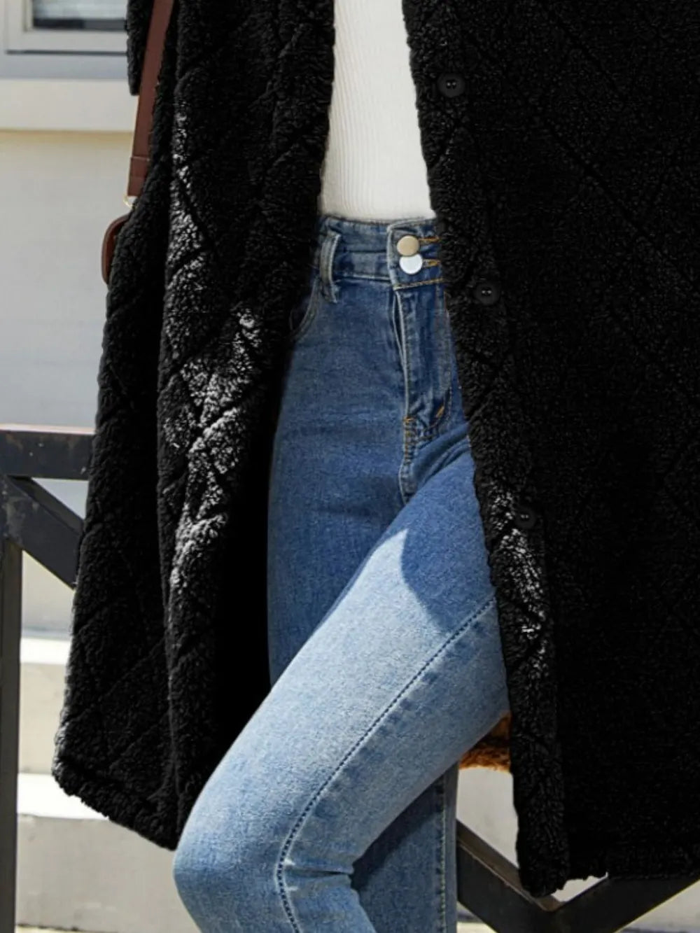 Texture Button Up Dropped Shoulder Coat (17)