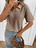 Striped Knit Short Sleeve Top (5)