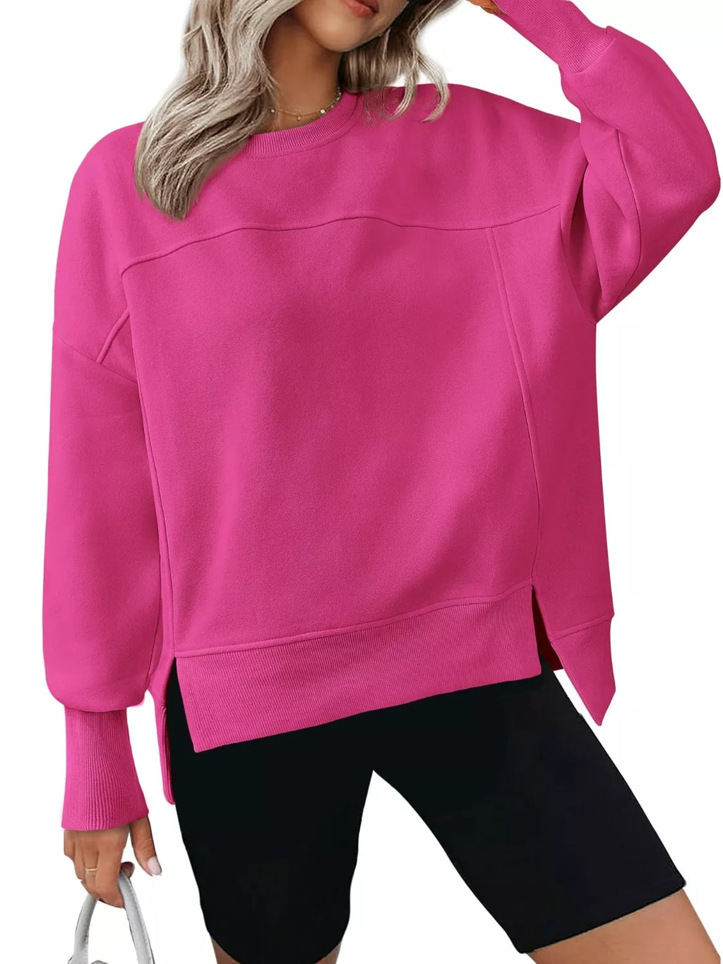 Casual Loose Side Slit Sweatshirt (17)