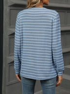 Striped Henley T-shirt Button Detail (6)
