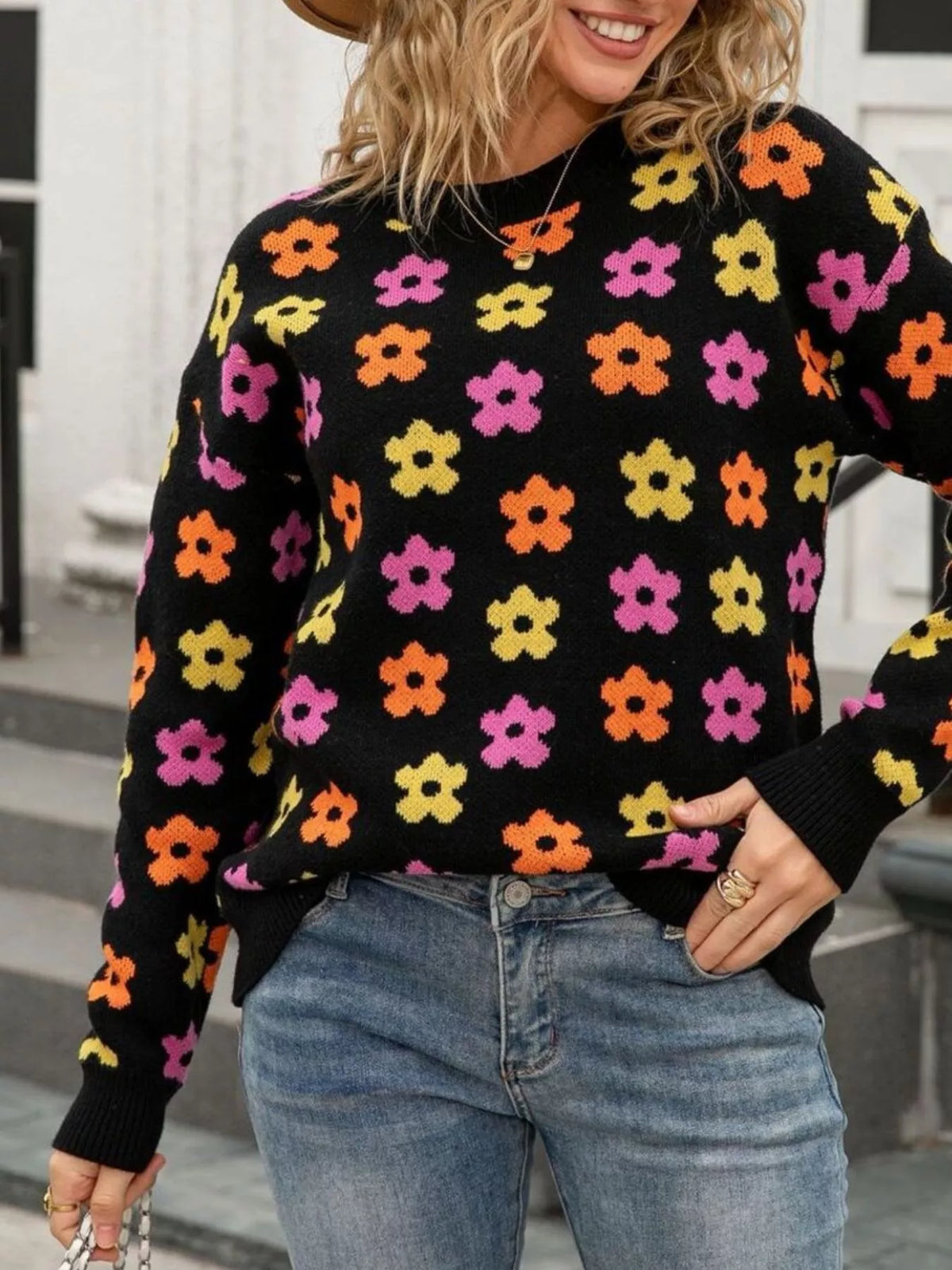 Floral Crew Neck Sweater (10)