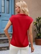 Bow Tie Cap Sleeve Blouse (33)