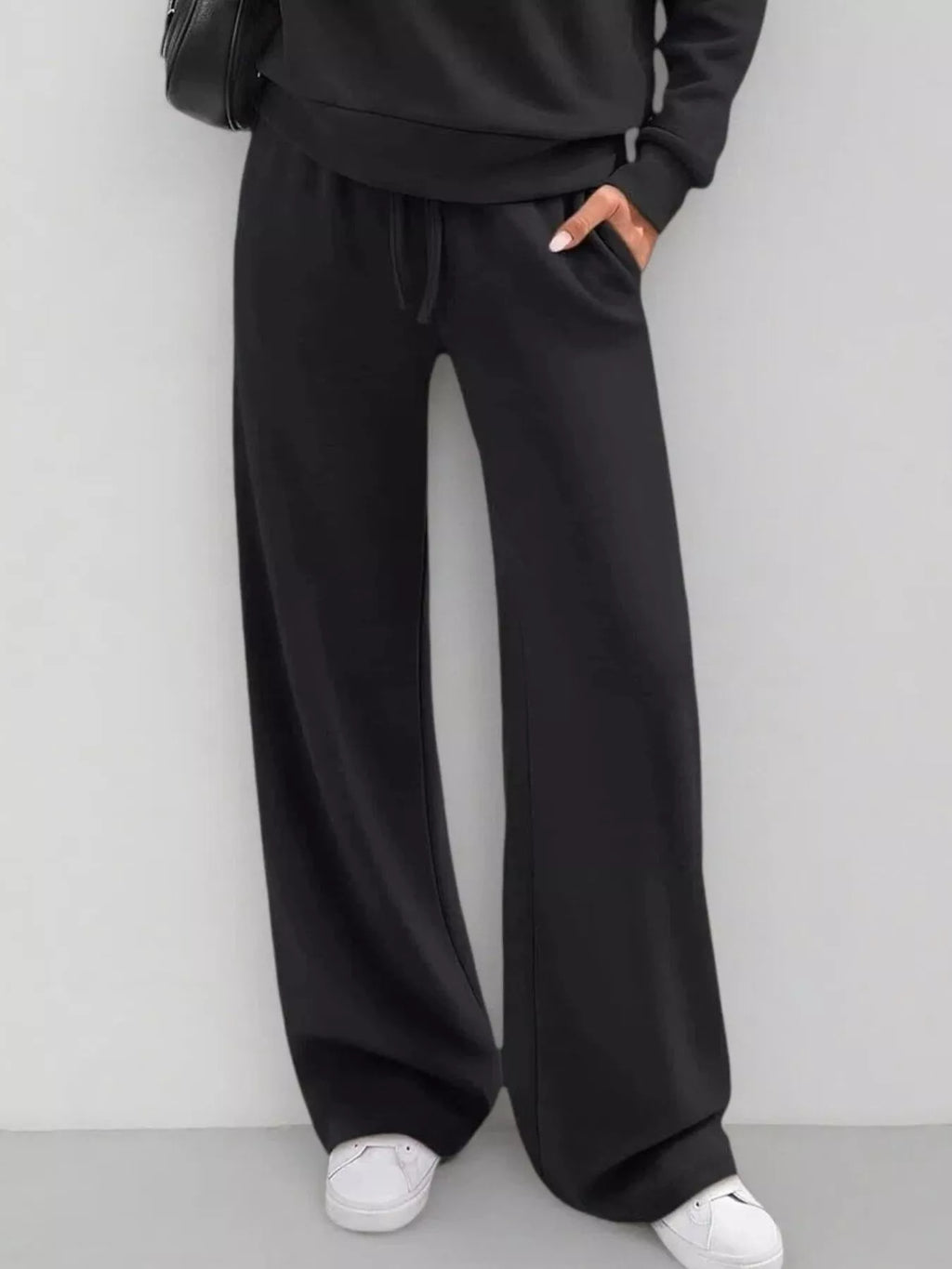 Button Detail Dropped Shoulder Top Pants Set (10)