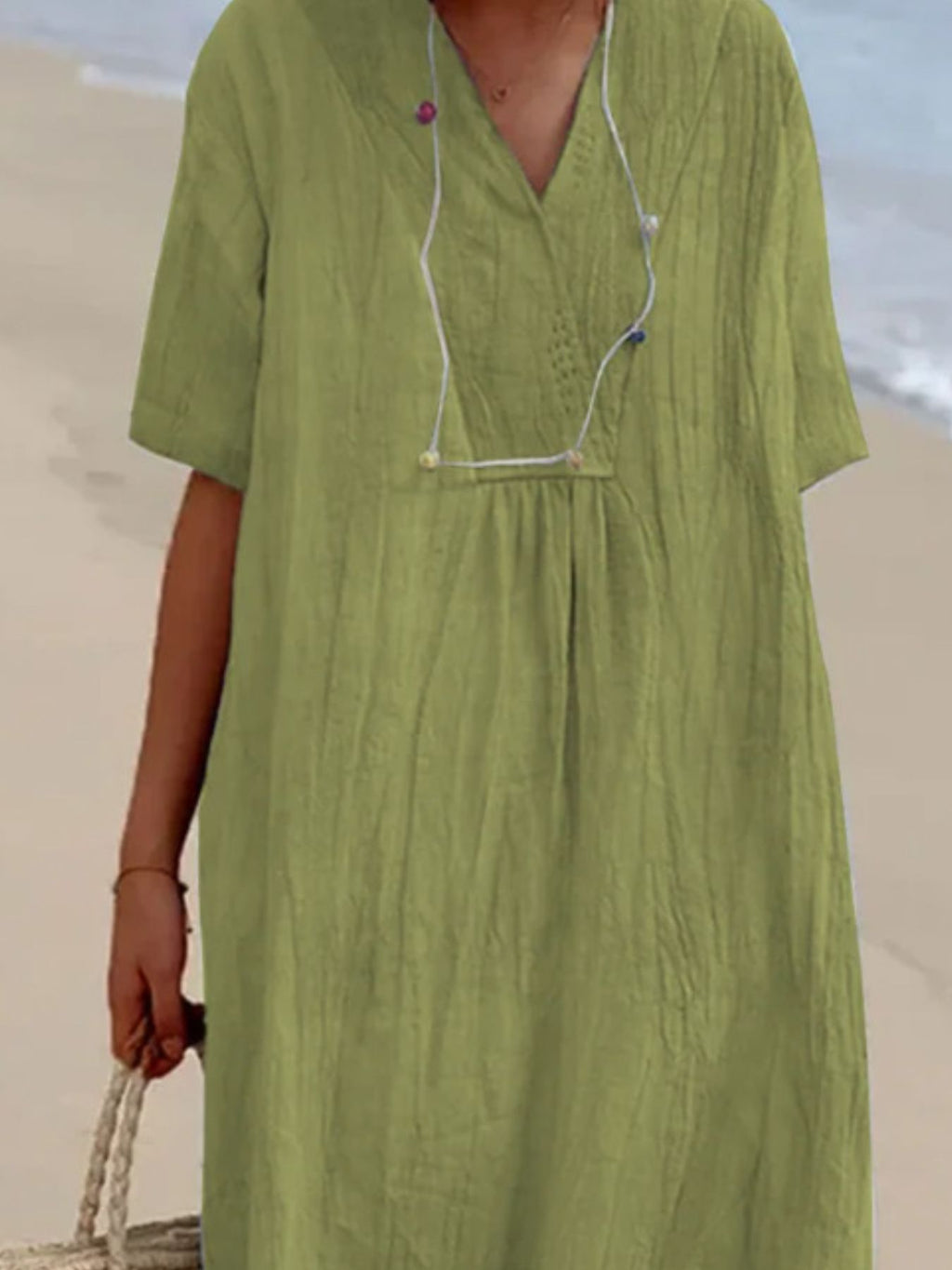 Casual Loose Short Sleeve Midi Dress (4)