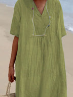 Casual Loose Short Sleeve Midi Dress (4)