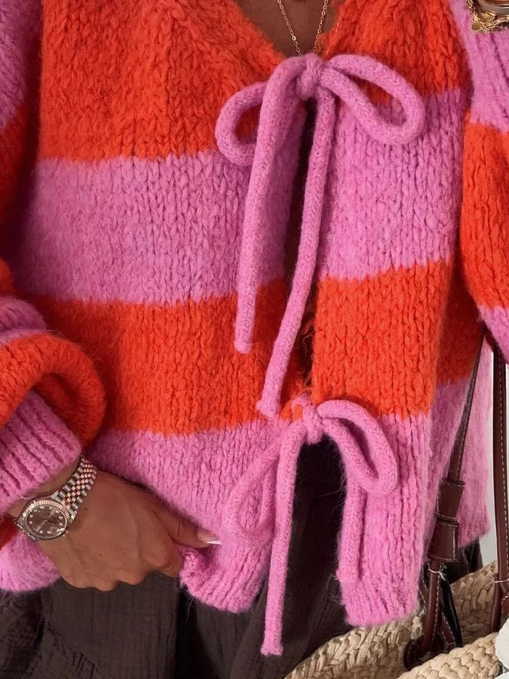 Striped Tie-front Knit Cardigan (12)