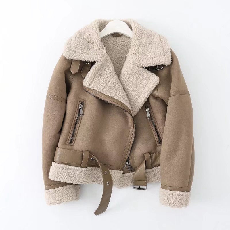 Fleece Autumn Winter Suede Fur Jacket Motorcycle photo 1