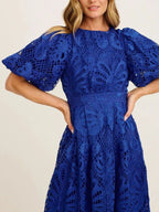 Lace Puff Sleeve Midi Dress (3)