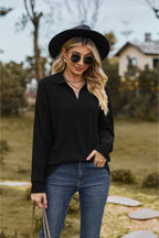 Collared Neck Cable-knit Long Sleeve Blouse (20)