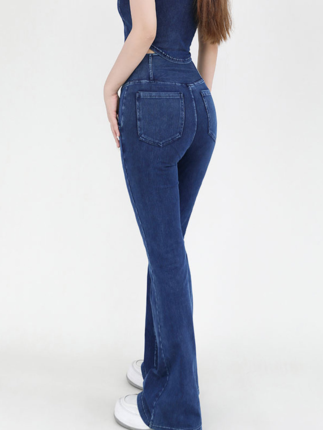 Wide Waistband Bootcut Jeans Pockets (3)