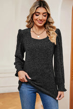 Square Neck Flounce Sleeve T-shirt (14)