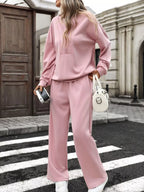 Half Zip Sweatshirt Wide-leg Pants Set (8)
