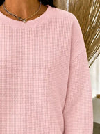 Full Size Waffle Knit Crewneck Sweatshirt Plus (8)