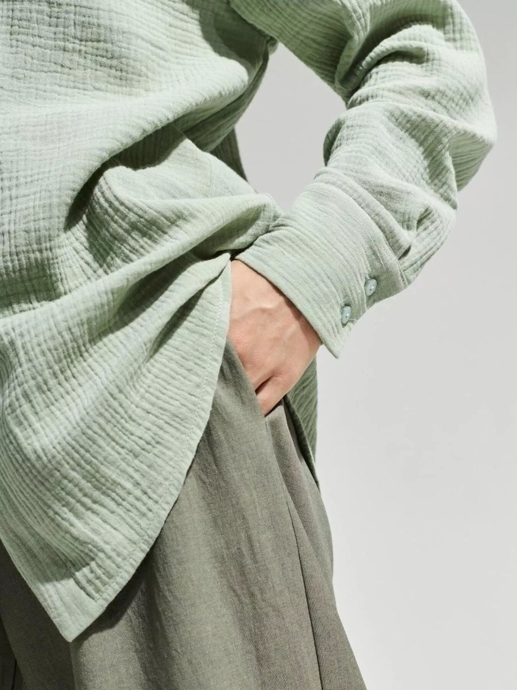 Textured Gauze Button-down Shirt (9)