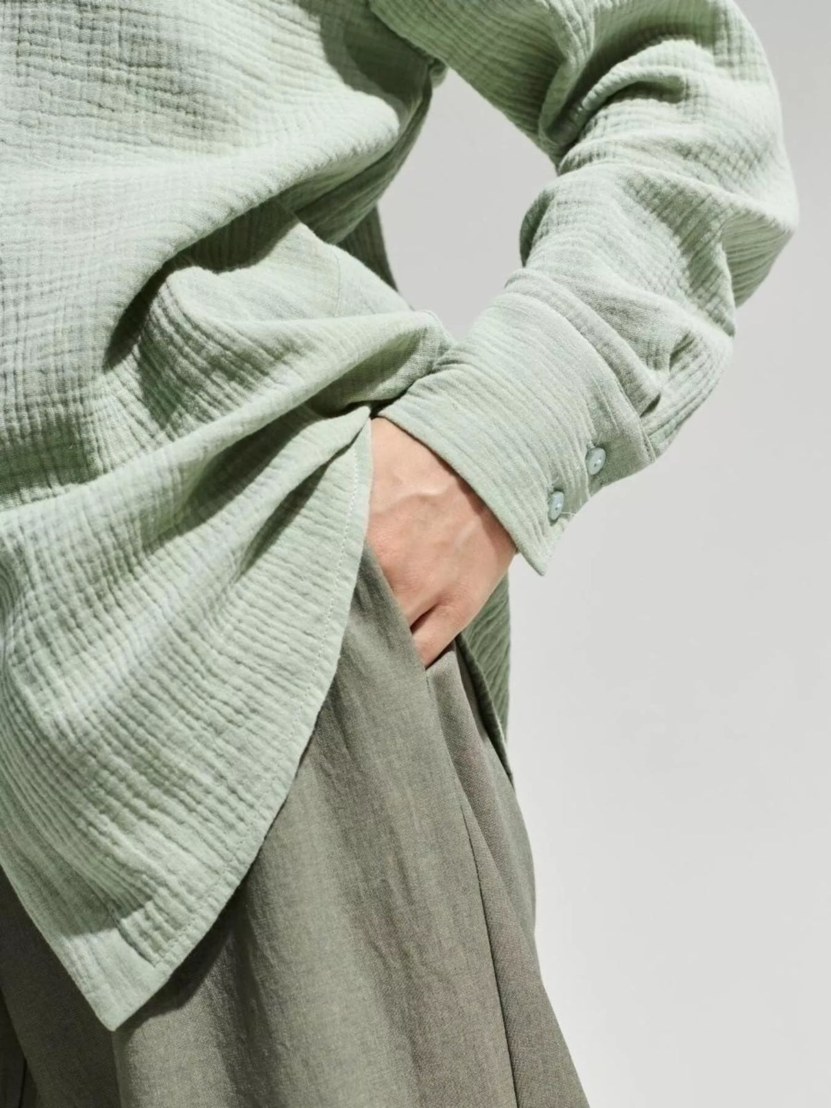 Textured Gauze Button-down Shirt (9)