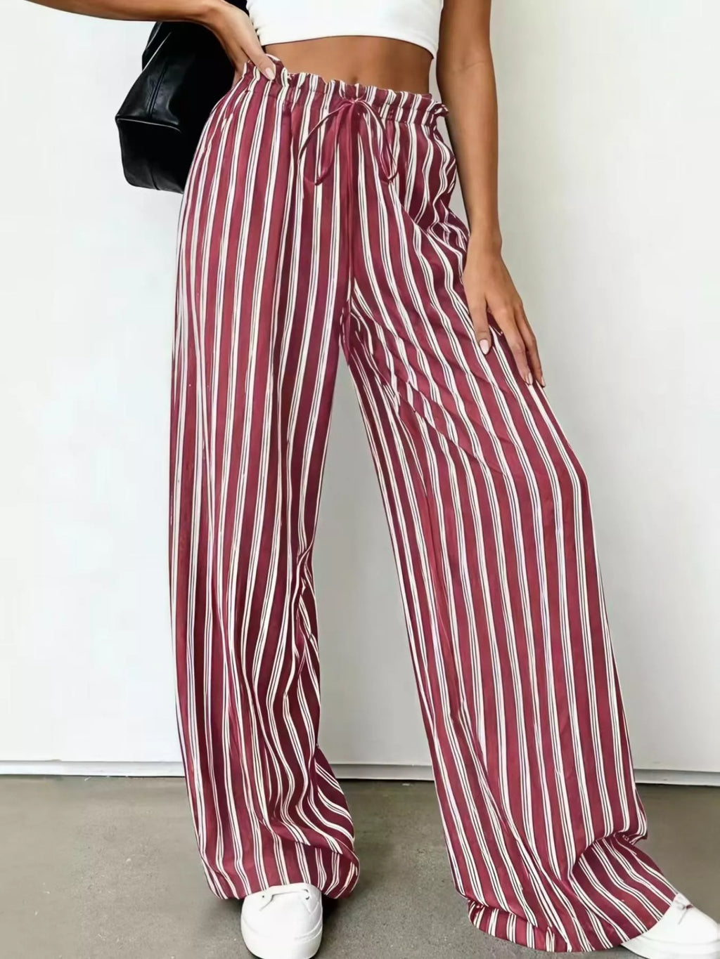 Striped Wide-leg Drawstring Pants (6)