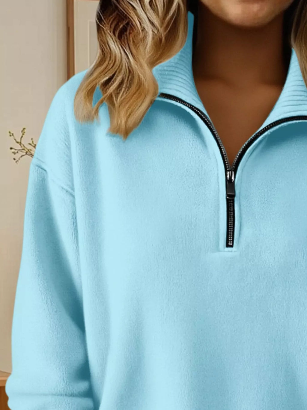 Full Size Half Zip Dropped Shoulder Sweater Plus (8)