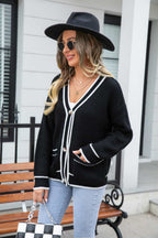 Waffle Knit V-neck Cardigan Pocket (5)