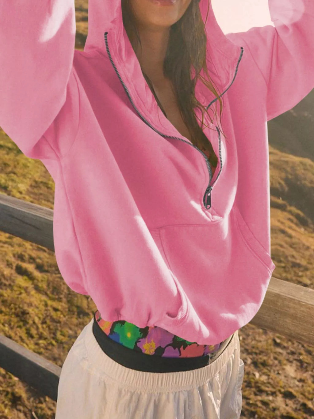 Half-zip Dropped Shoulder Hoodie (16)