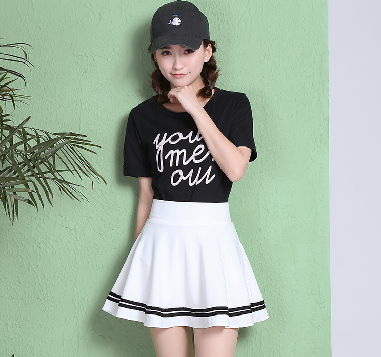 Skirt A-line Half-length Pleated High Waist Anti-light photo 1