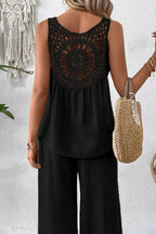 Round Neck Tank Wide Leg Pants Set (20)