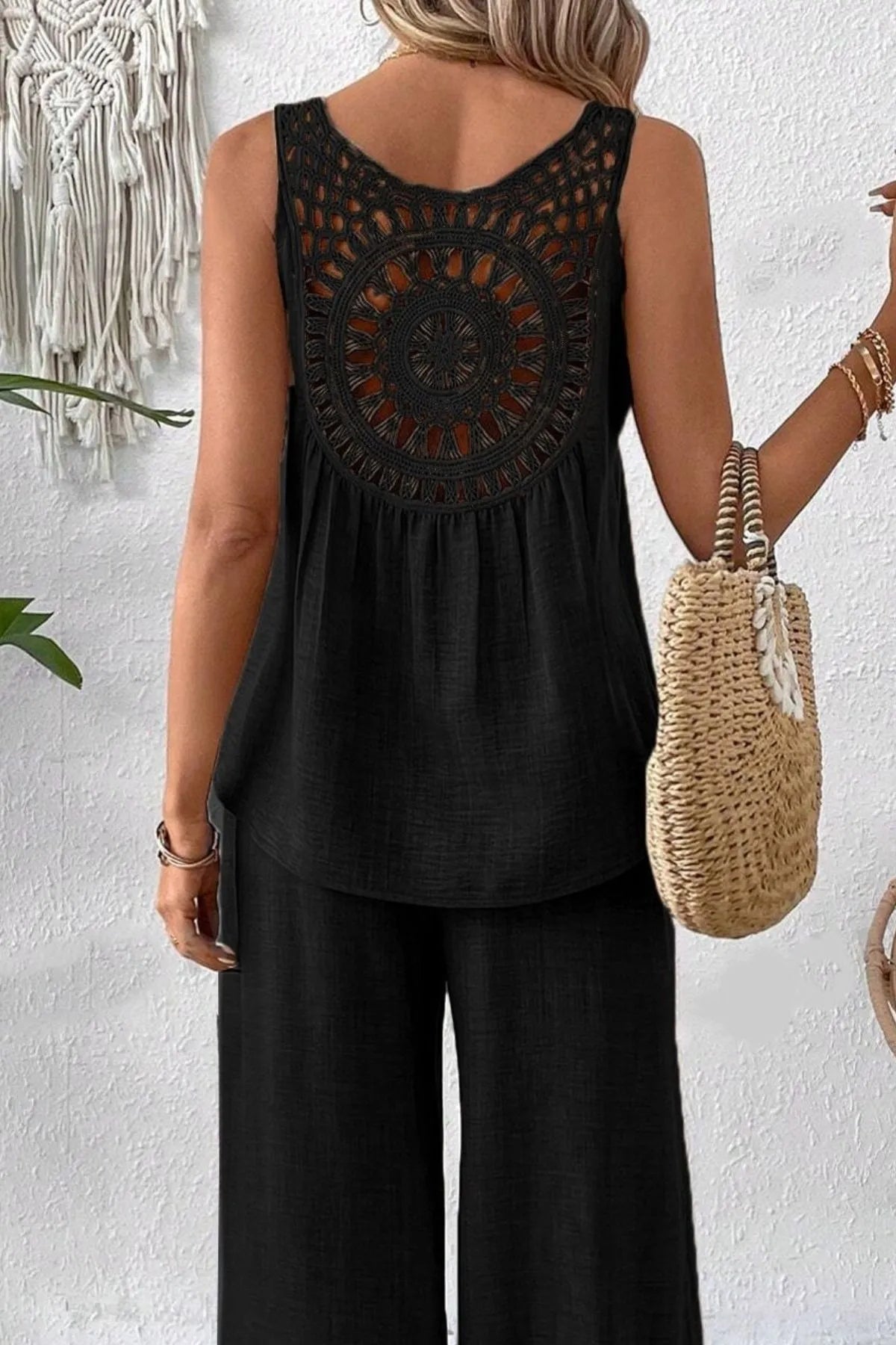 Round Neck Tank Wide Leg Pants Set (20)