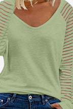 V-neck Long Raglan Sleeve Top (9)