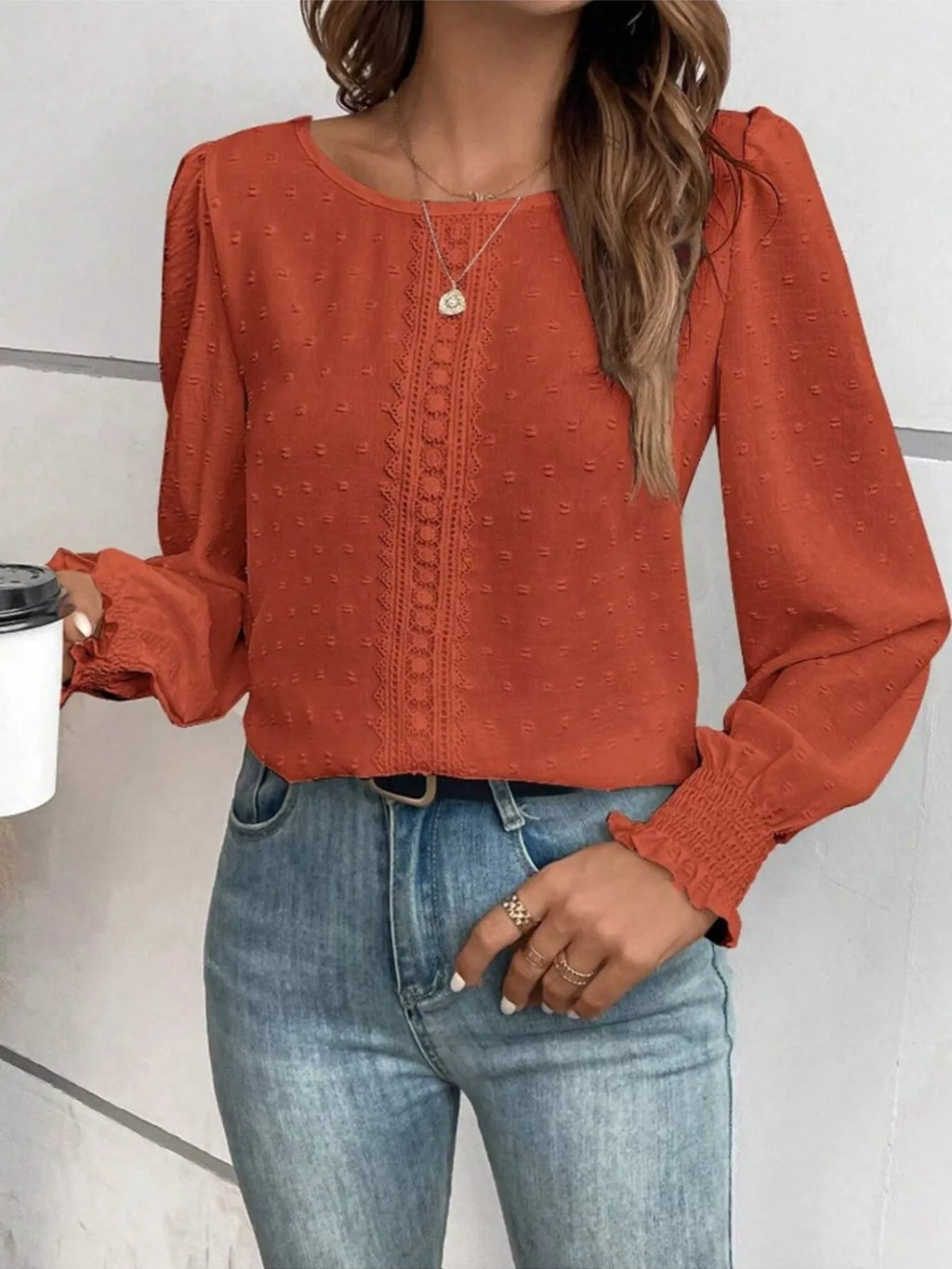 Swiss Dot Long Sleeve Blouse (8)