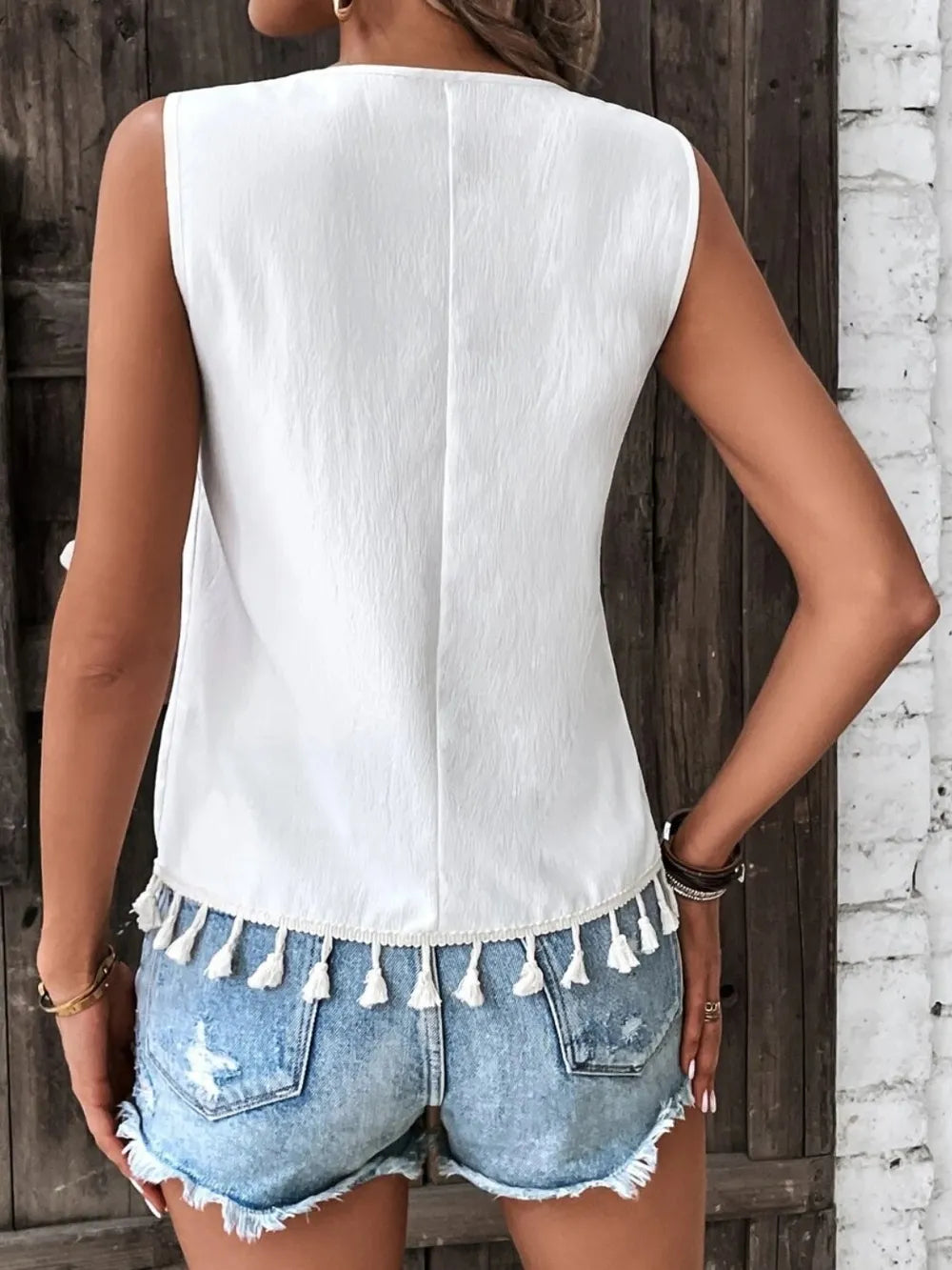 Tassel Printed V-neck Tank (8)