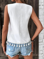 Tassel Printed V-neck Tank (8)